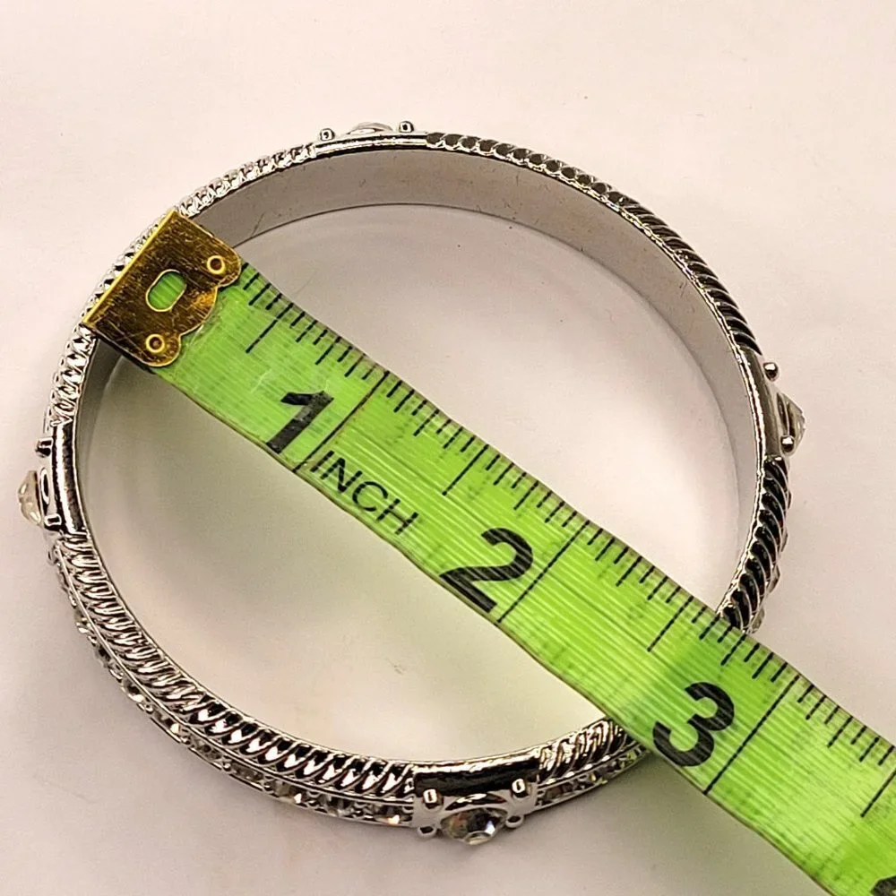Silver Bangle with Crystals - Picture 10 of 15